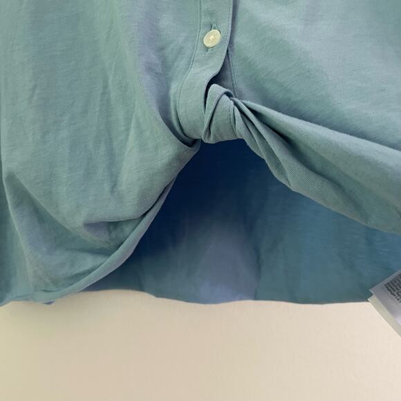 NWT Madewell MWL Polo Twist Tee: Botanical Dye Edition Size XL Light Blue Crop - Picture 6 of 9